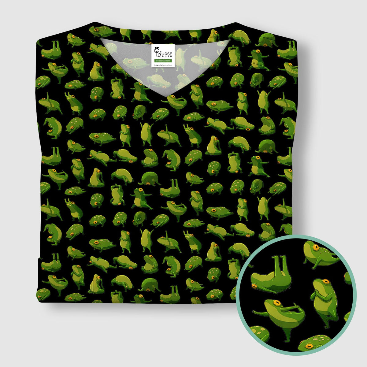 Frog Cartoon Nurse Scrub Top