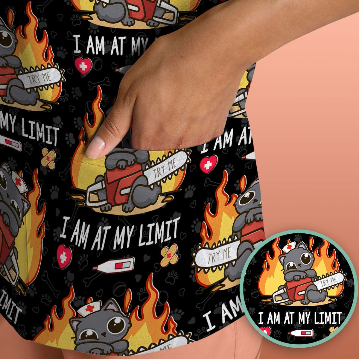 Cat I Am At My Limit Nurse Scrub Top
