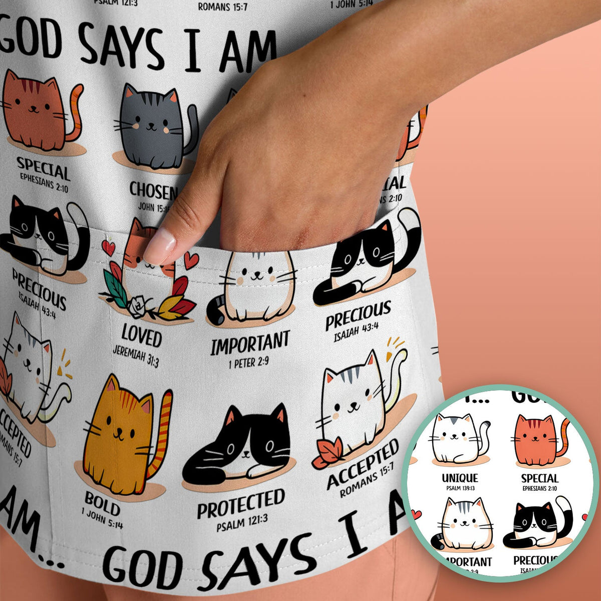 Cat God Says I Am Nurse Scrub Top