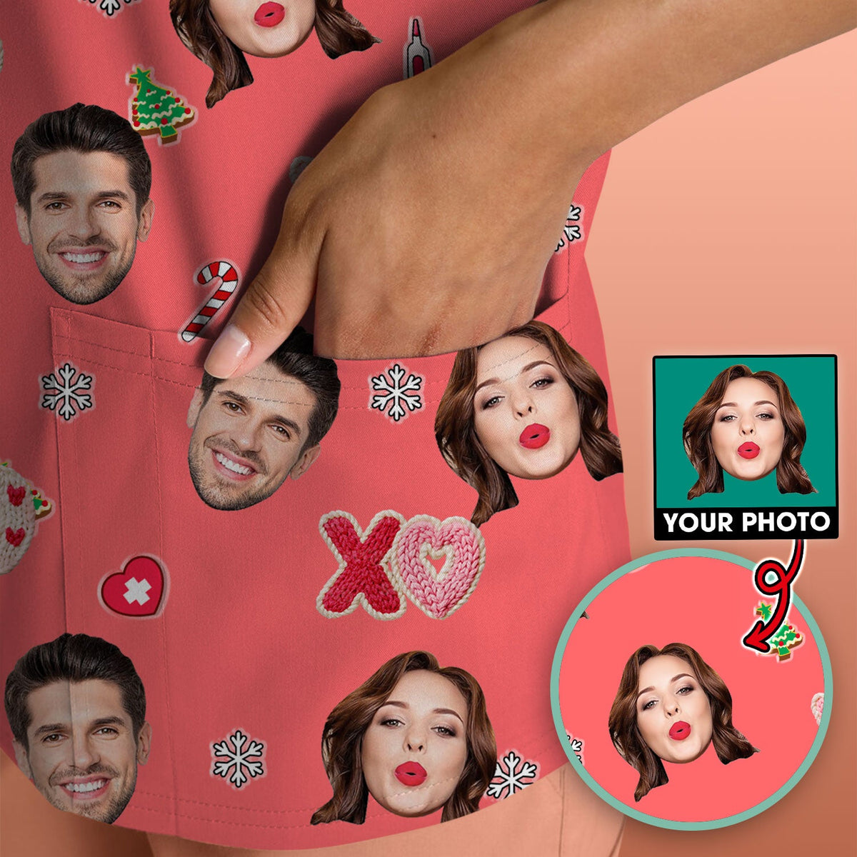 Personalized Photo Face Nurse Scrub Top