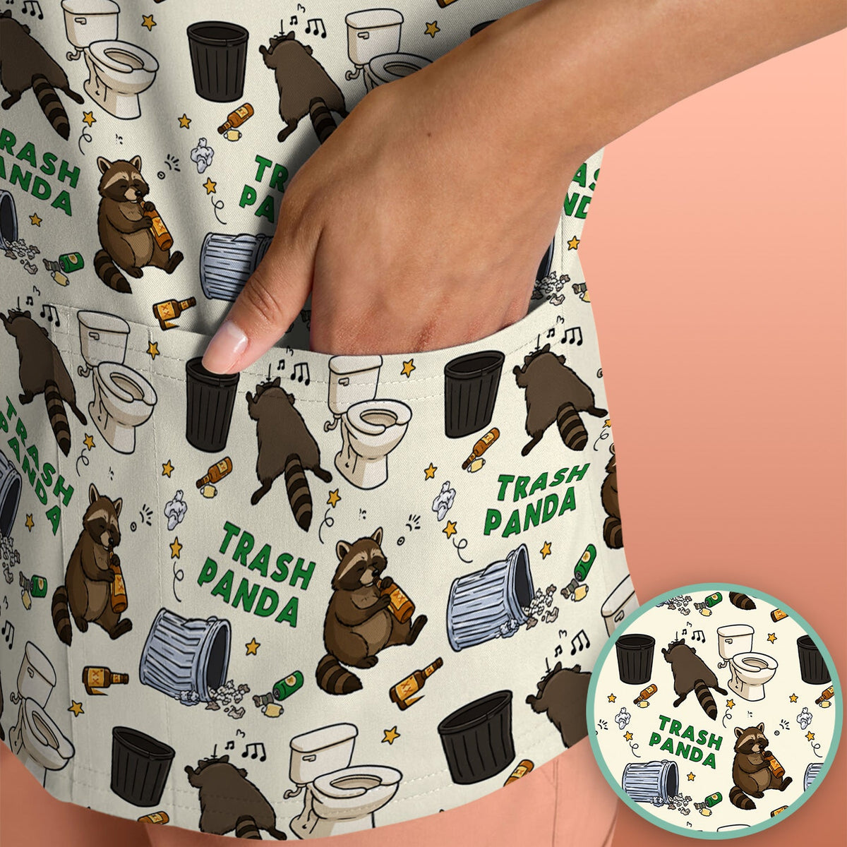 Trash Panda Raccoon Nurse Scrub Top