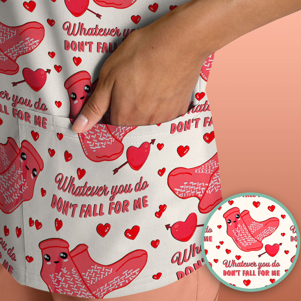Valentine Funny Love Quote Shirt Scrub Top, Breathable Fabrics Nursing Uniform