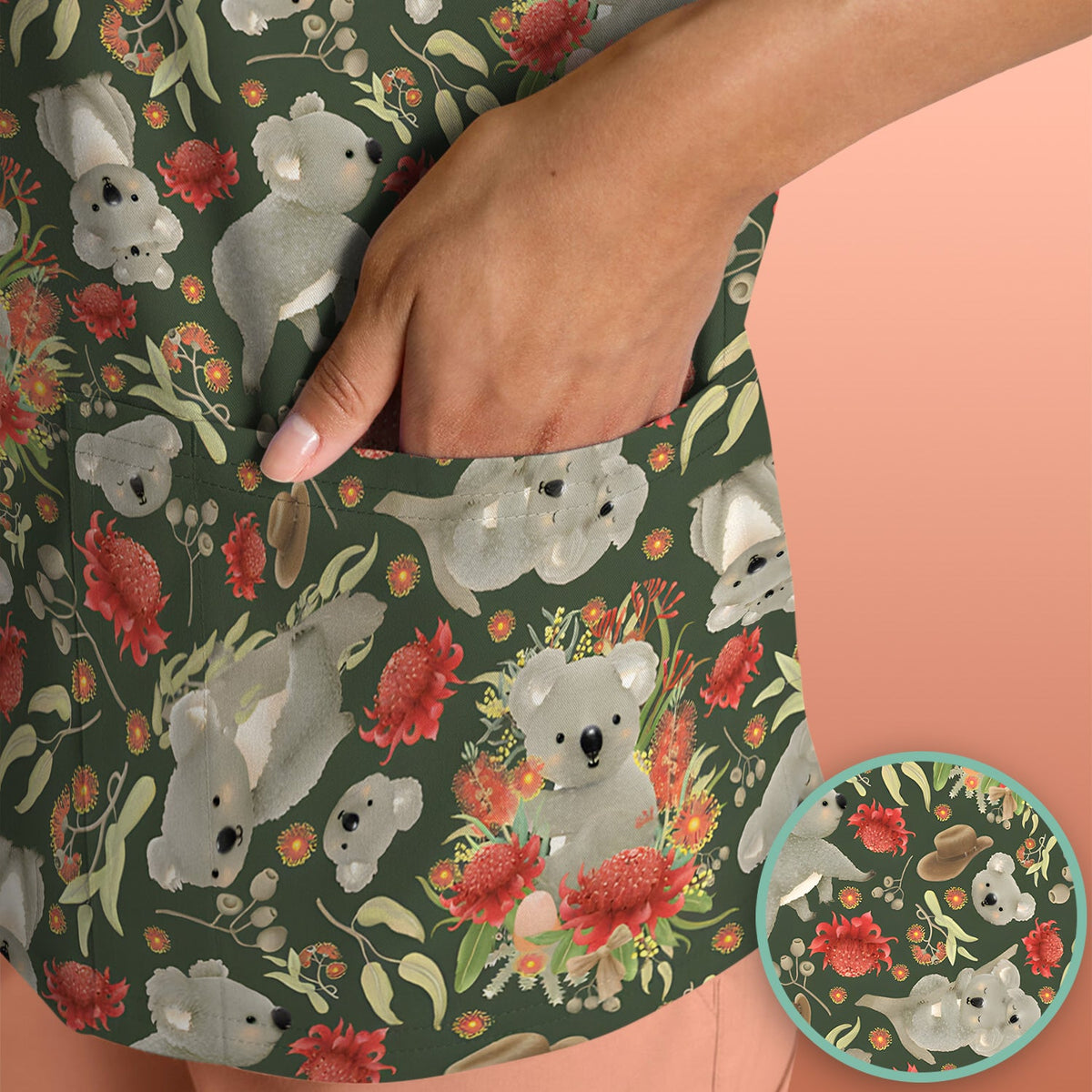Koala Wildflower Nurse Scrub Top