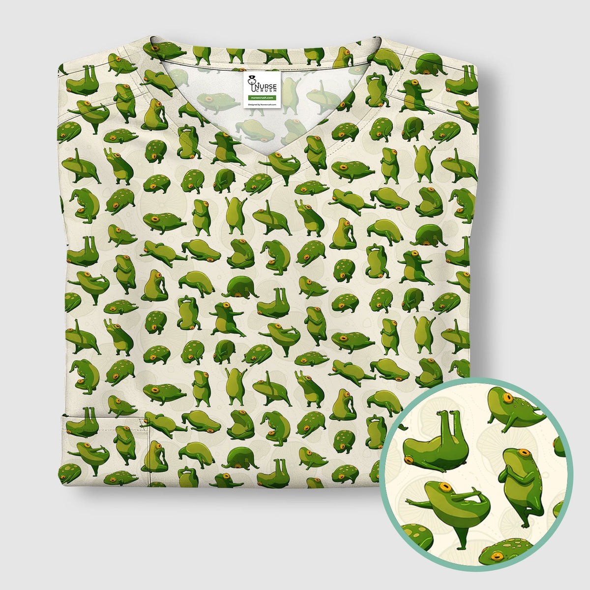 Frog Cartoon Nurse Scrub Top