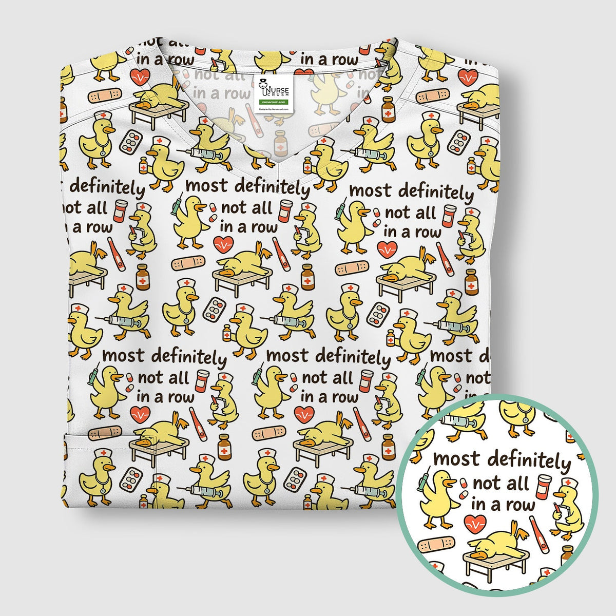 Funny Nurse Duck Medical Humor Pattern Scrub Top, Comfortable Scrubs for Nurses