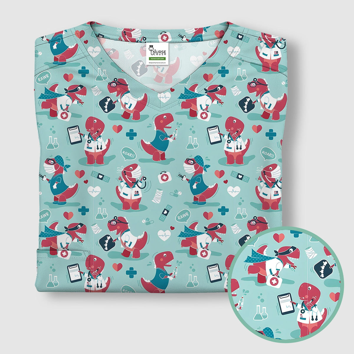 Dinosaur Doctor Nurse Scrub Top