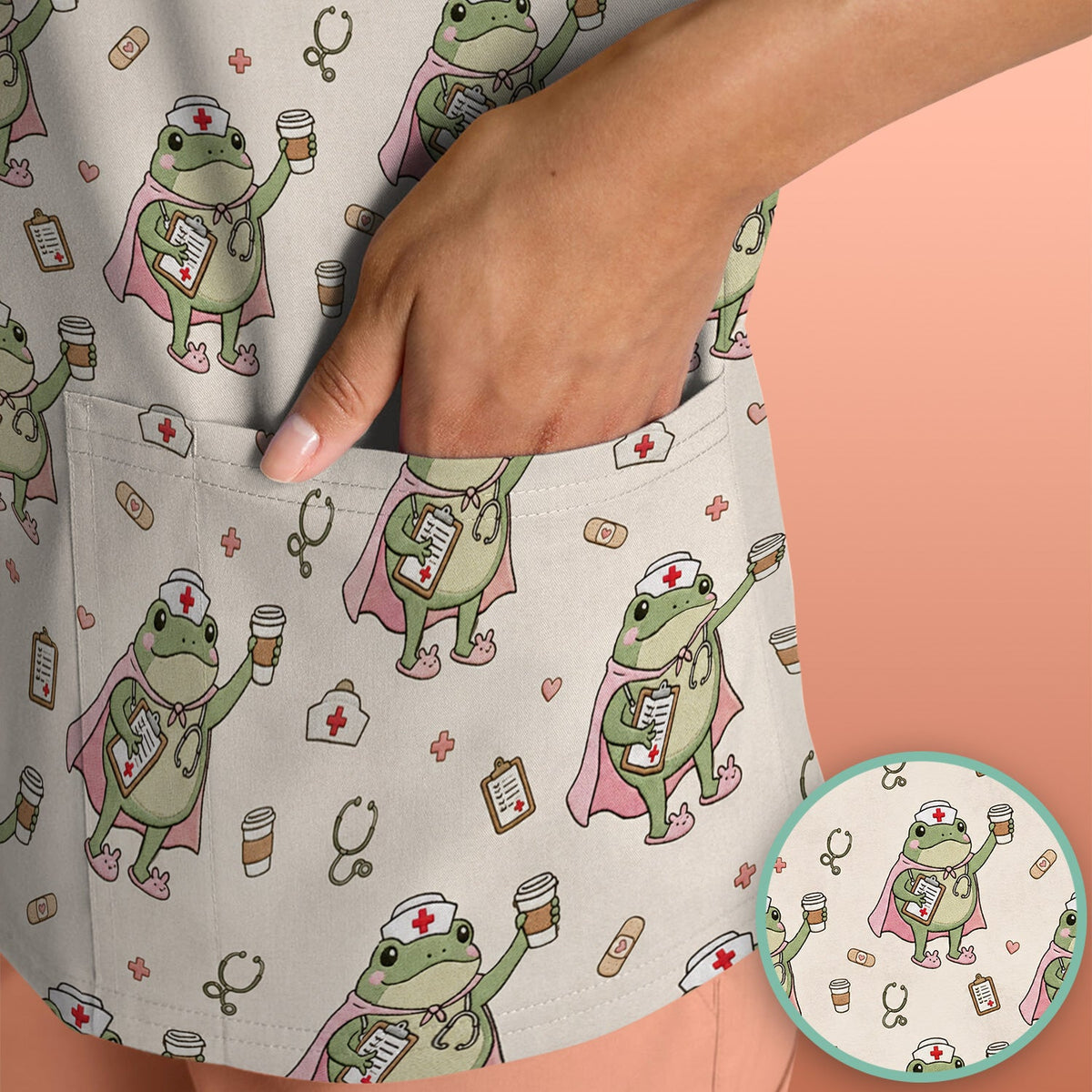 Super Nurse Frog Scrub Top