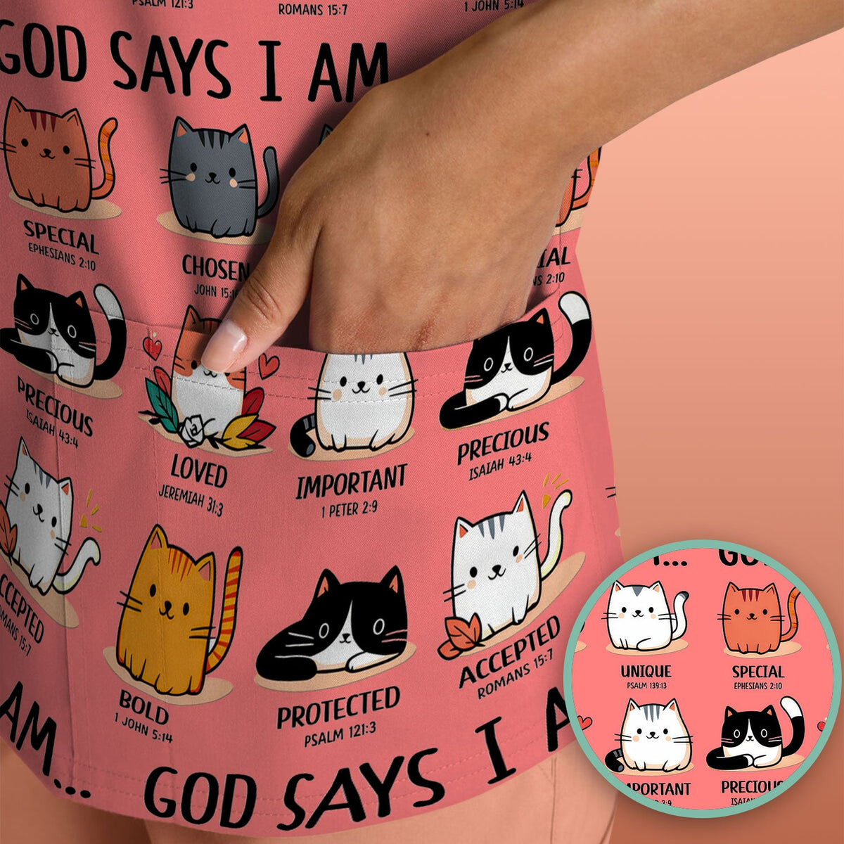 Cat God Says I Am Nurse Scrub Top