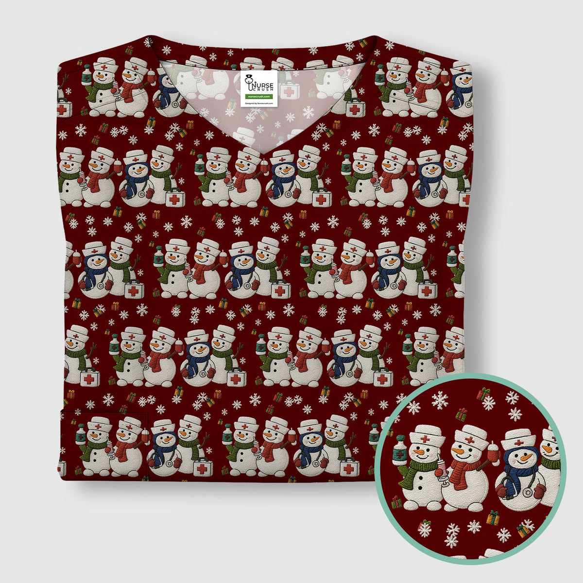 Snowman Nurse Scrub Top - Christmas Gift