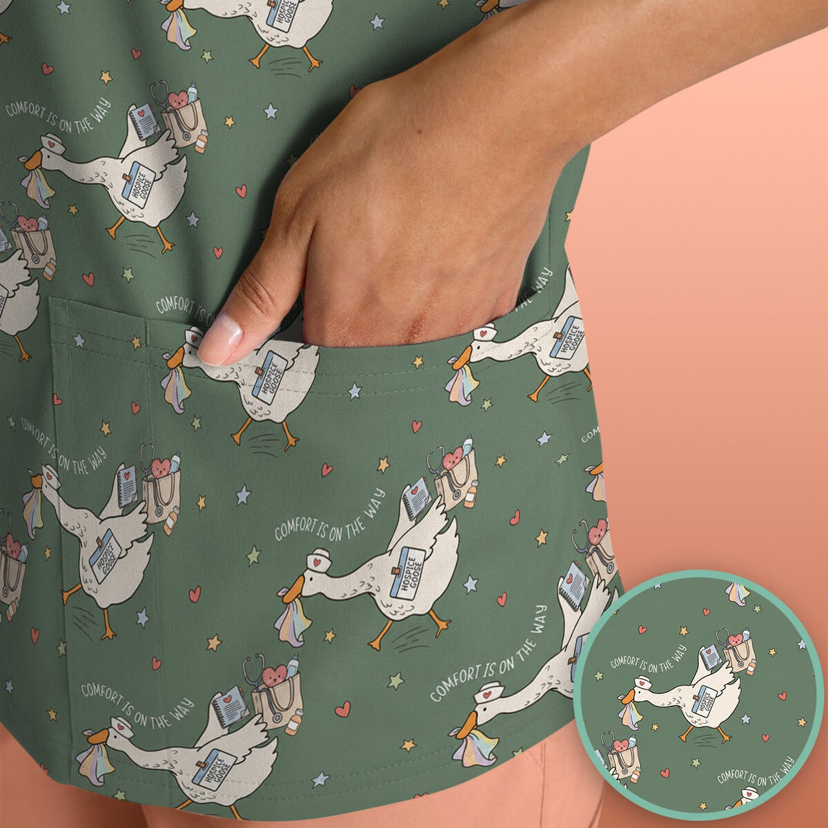 Comfort Is On The Way Goose Nurse Scrub Top