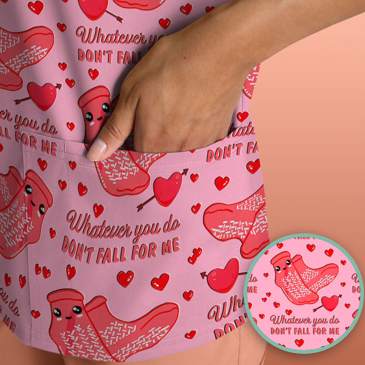 Valentine Funny Love Quote Shirt Scrub Top, Breathable Fabrics Nursing Uniform