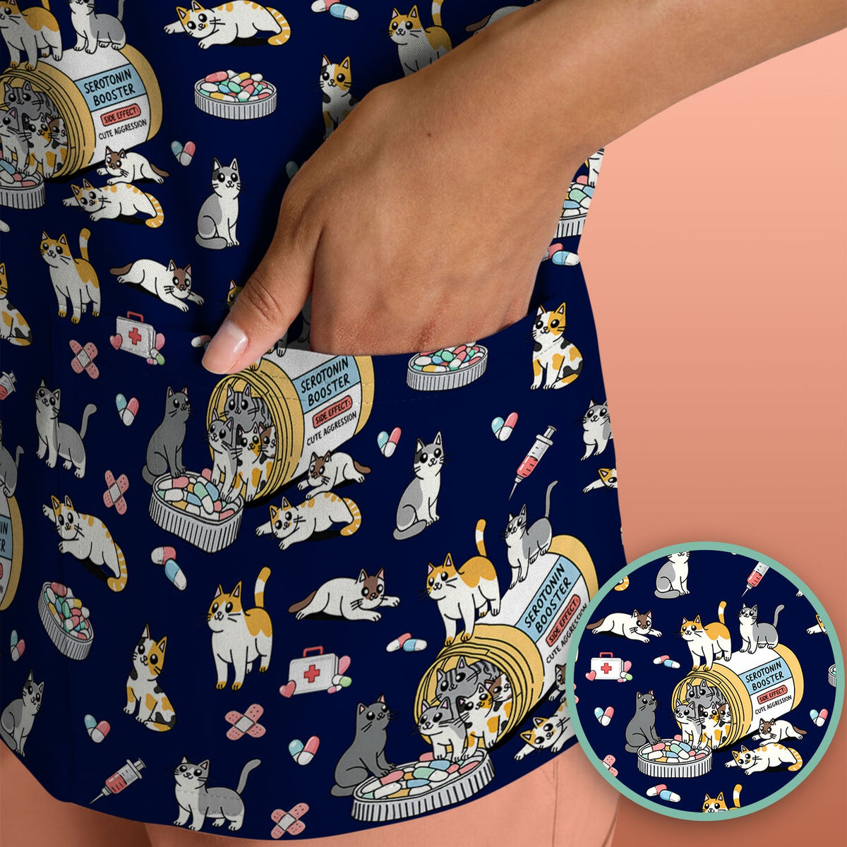 Cat Serotonin Booster Nurse Scrub Top