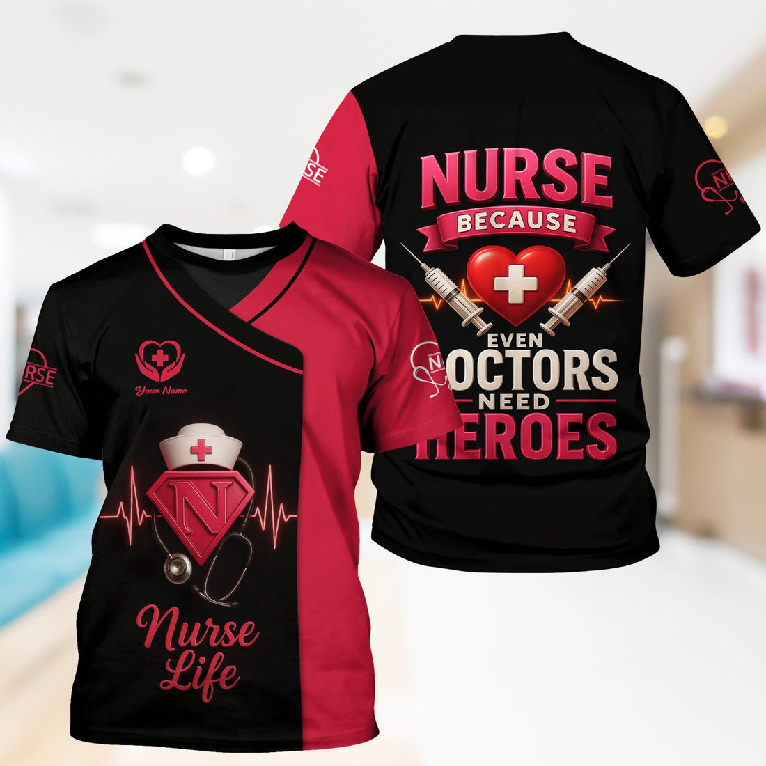 Personalized Superhero Heartbeat Nurse Shirt