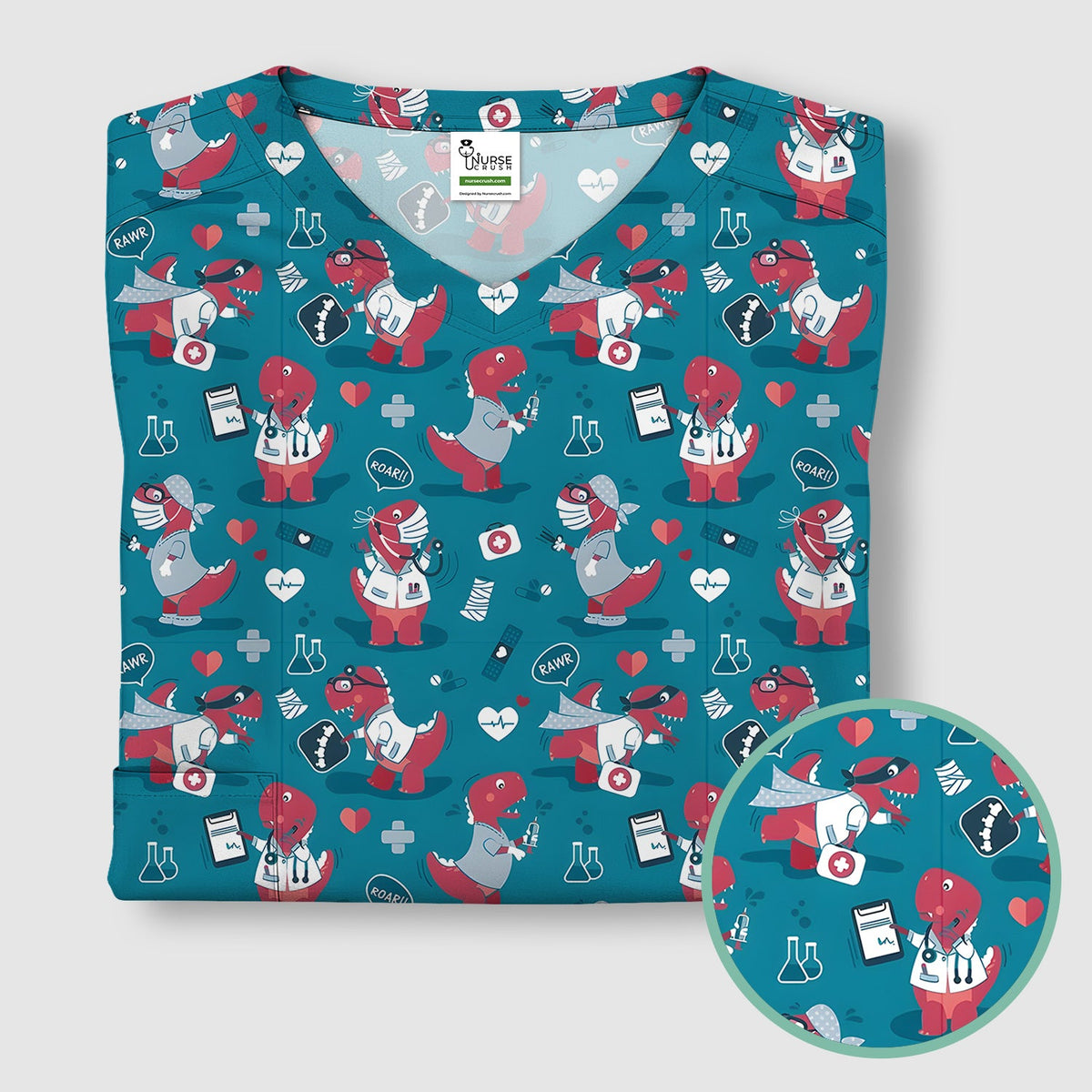 Dinosaur Doctor Nurse Scrub Top