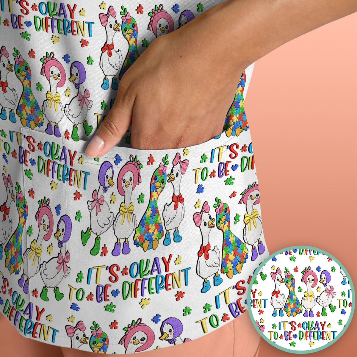 It's Okay To Be Different Duck Nurse Scrub Top