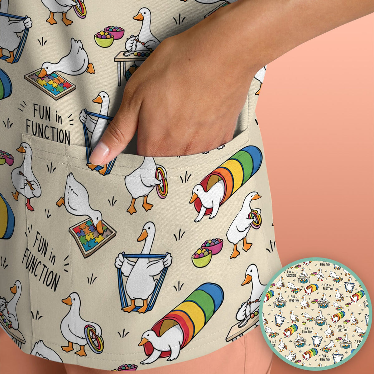 Fun In Function Occupational Therapy Duck Nurse Scrub Top