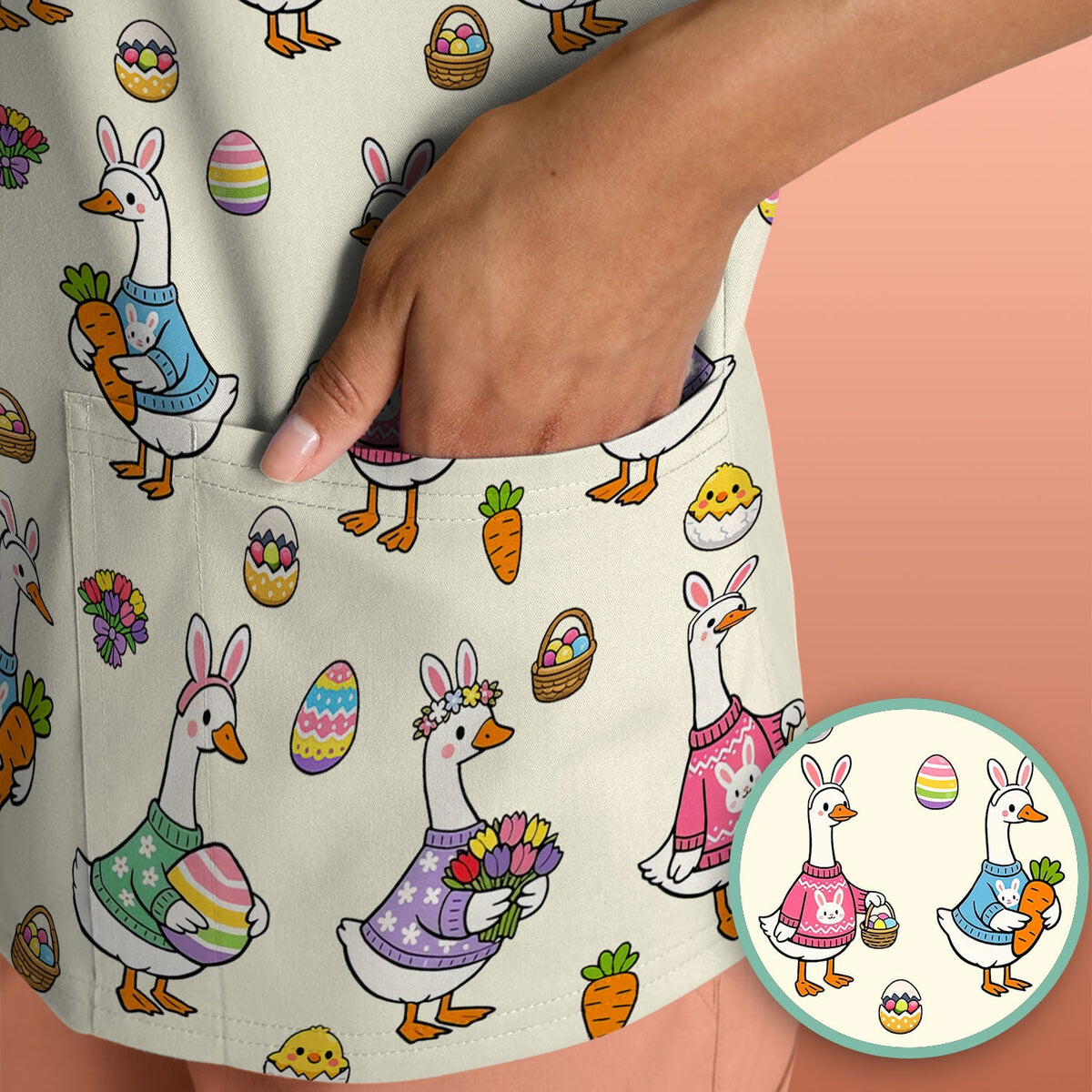 Easter Goose Nurse Scrub Top