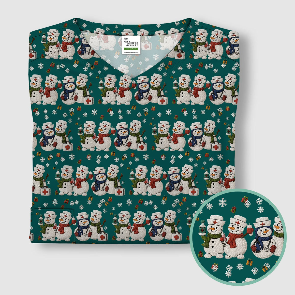 Snowman Nurse Scrub Top - Christmas Gift