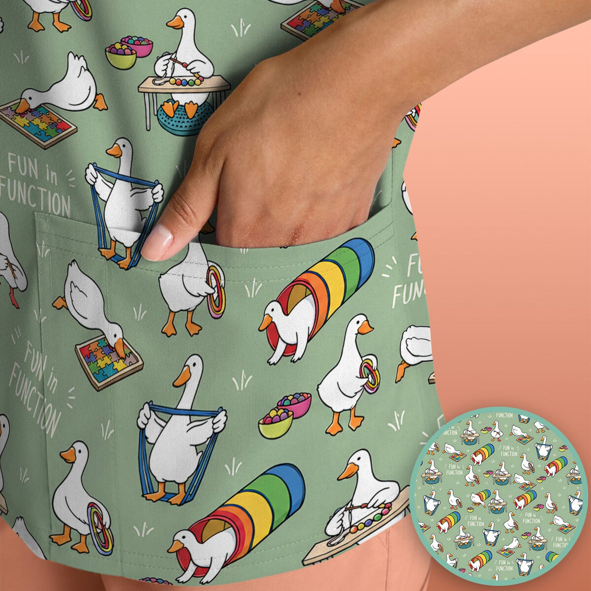 Fun In Function Occupational Therapy Duck Nurse Scrub Top