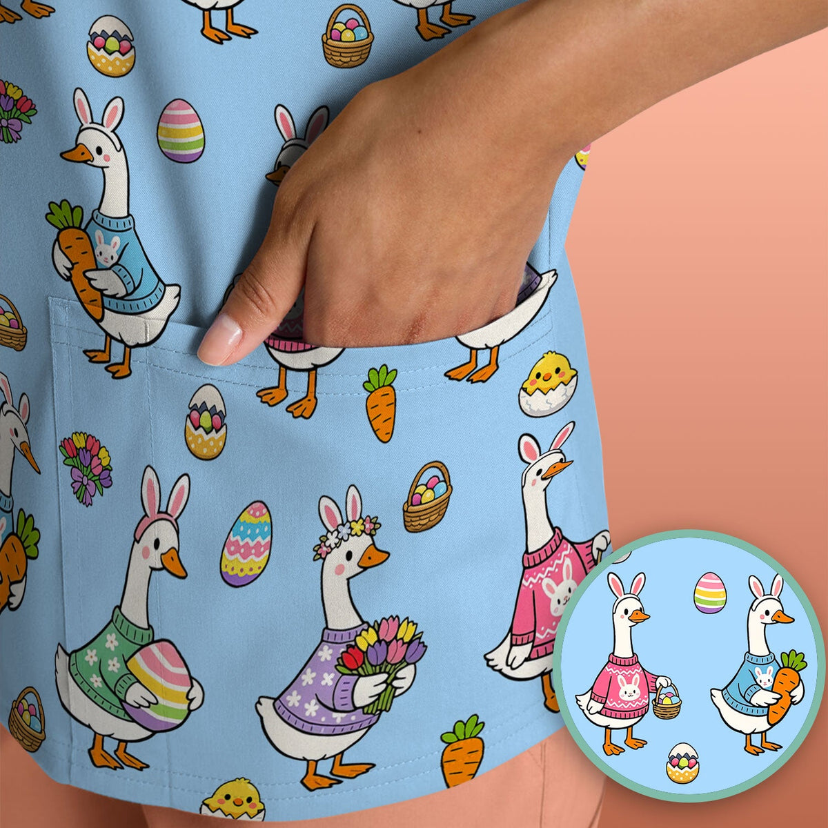 Easter Goose Nurse Scrub Top