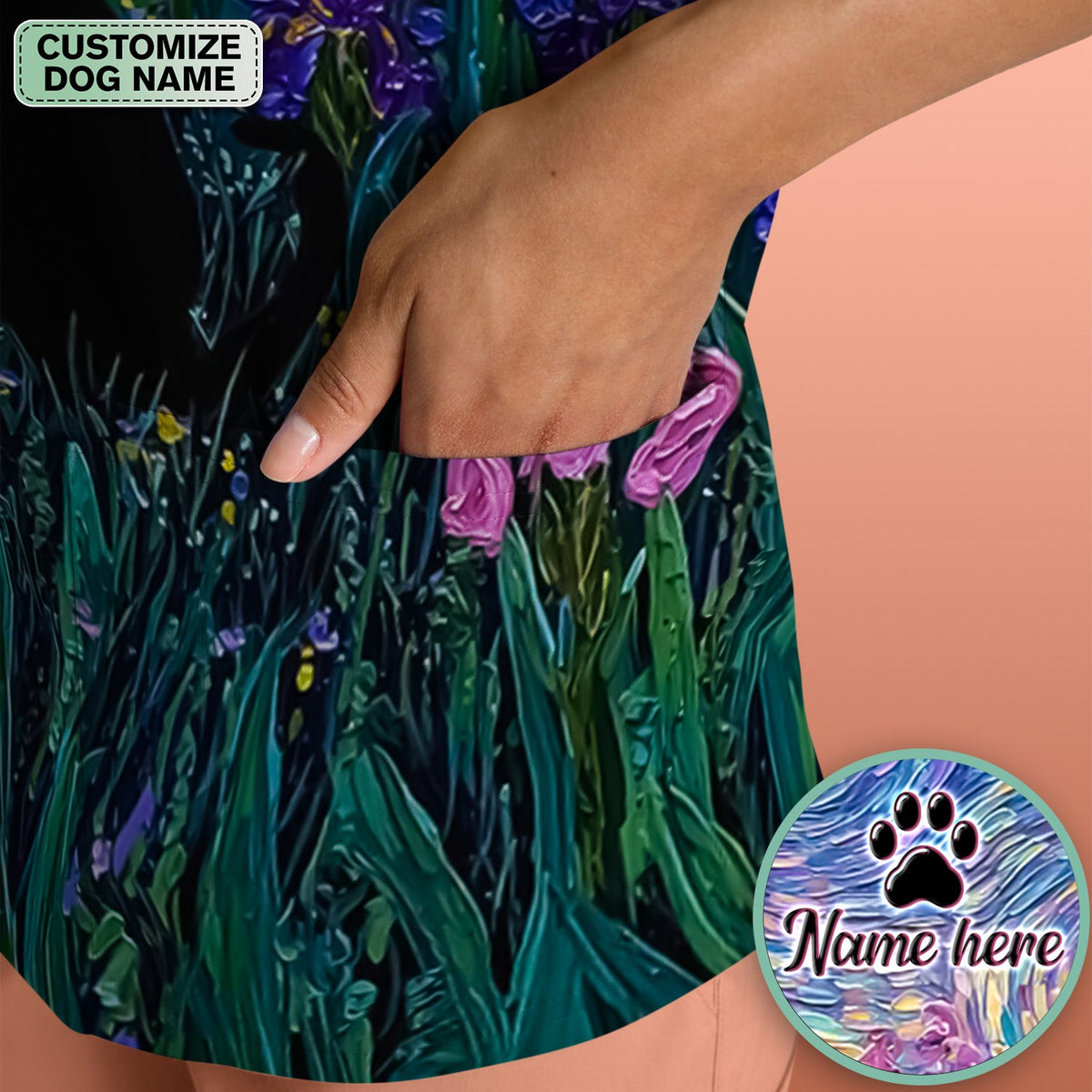 Personalized Starry Sky Cat Nurse Scrub Top
