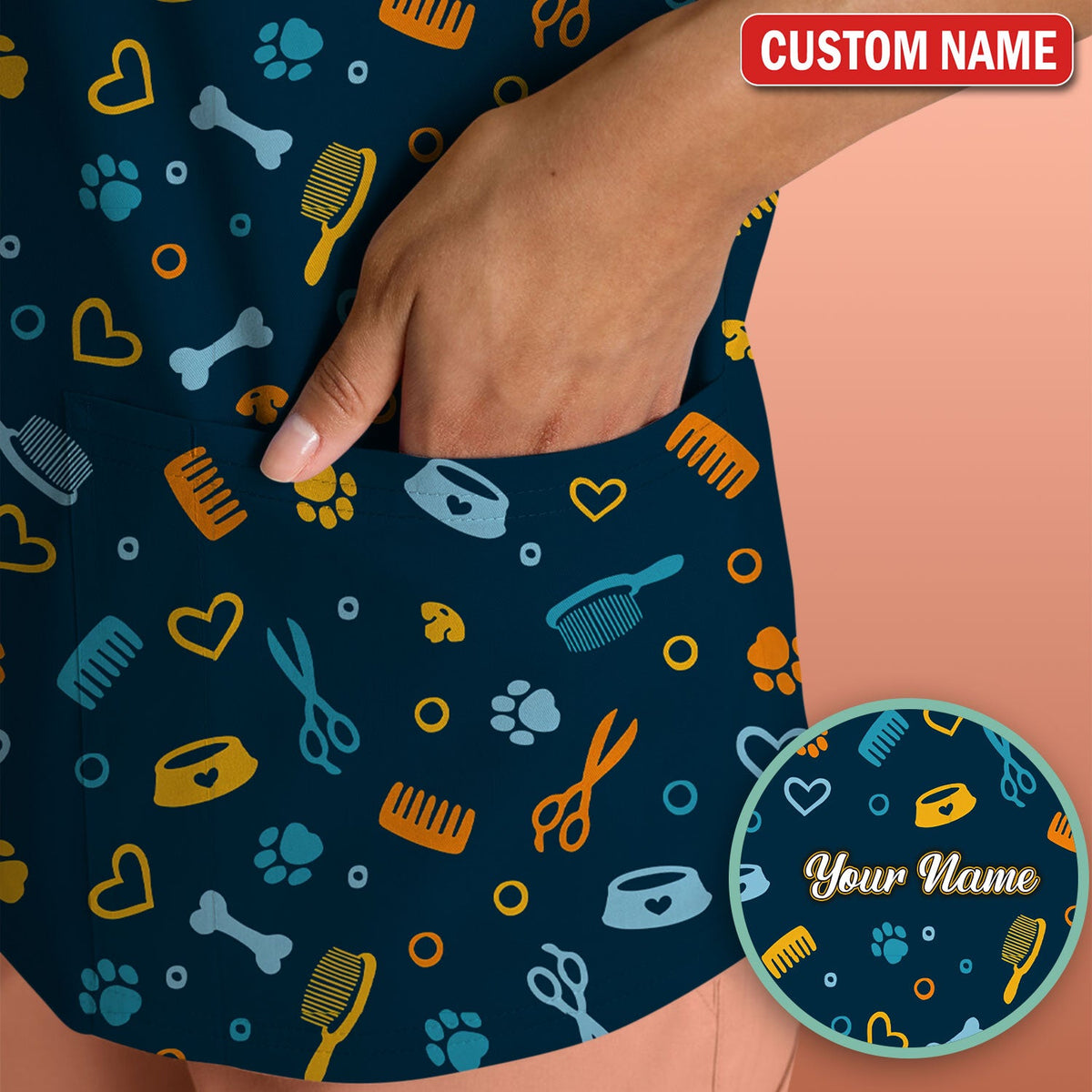 Personalized Dog Cat Grooming Nurse Scrub Top