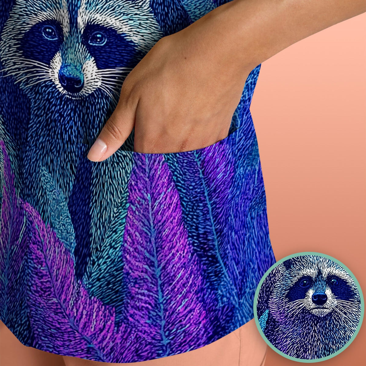 Moonlit Raccoon Nurse Scrub Top
