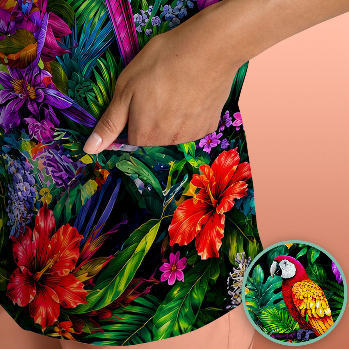 Tropical Parrot Jungle Blossom Nurse Scrub Top