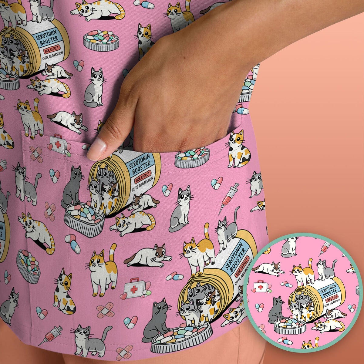 Cat Serotonin Booster Nurse Scrub Top