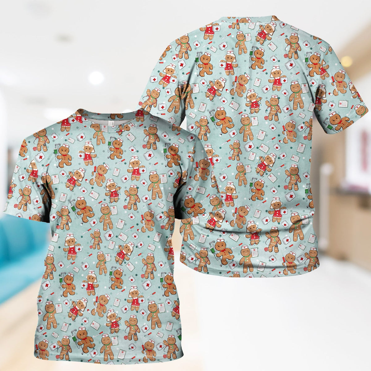 Gingerbread Man Scrub Top - Christmas Gift For Nurse
