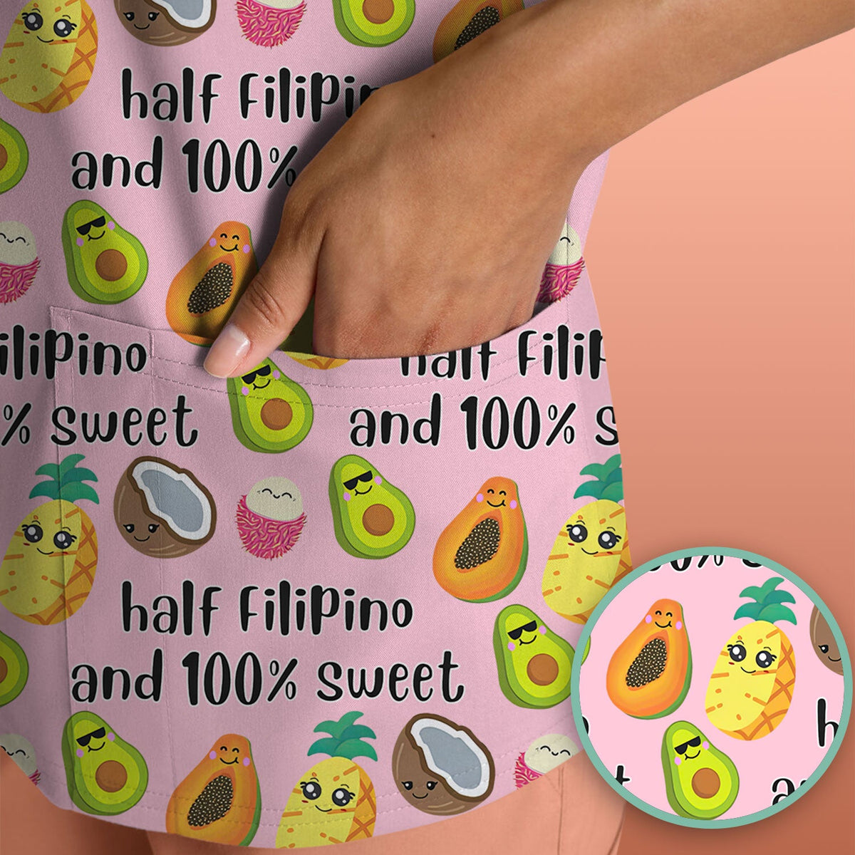 Avocado Fruit Filipino Quote Nurse Scrub Top