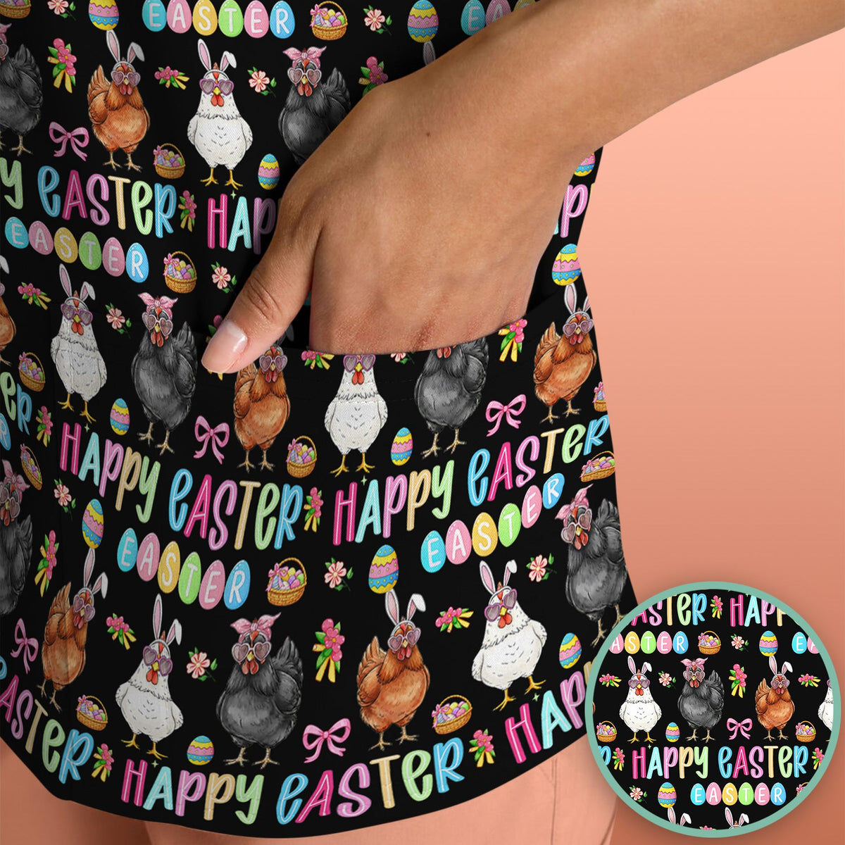 Bunny Eggs Nurse Scrub Tops - Easter Gift