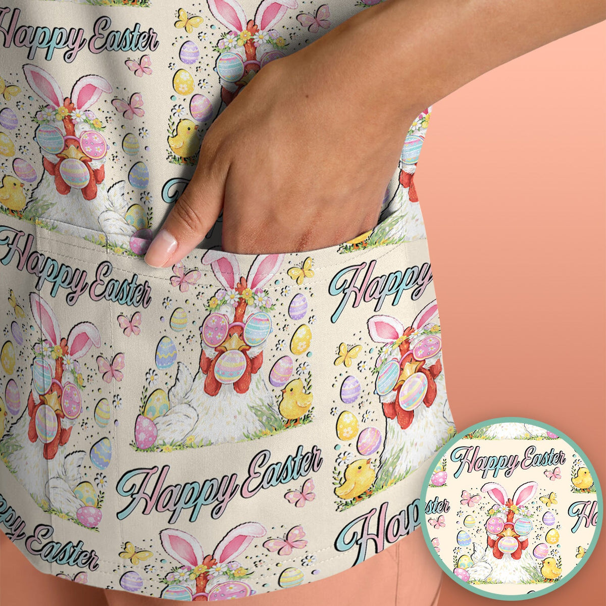 Bunny Eggs Nurse Scrub Top - Easter Gift