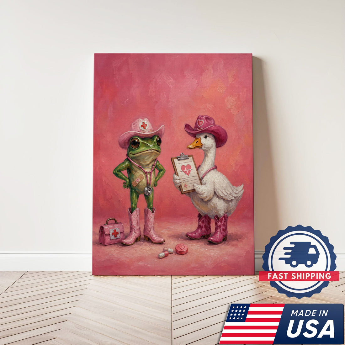 Frog Duck Cowgirl Nurse Canvas