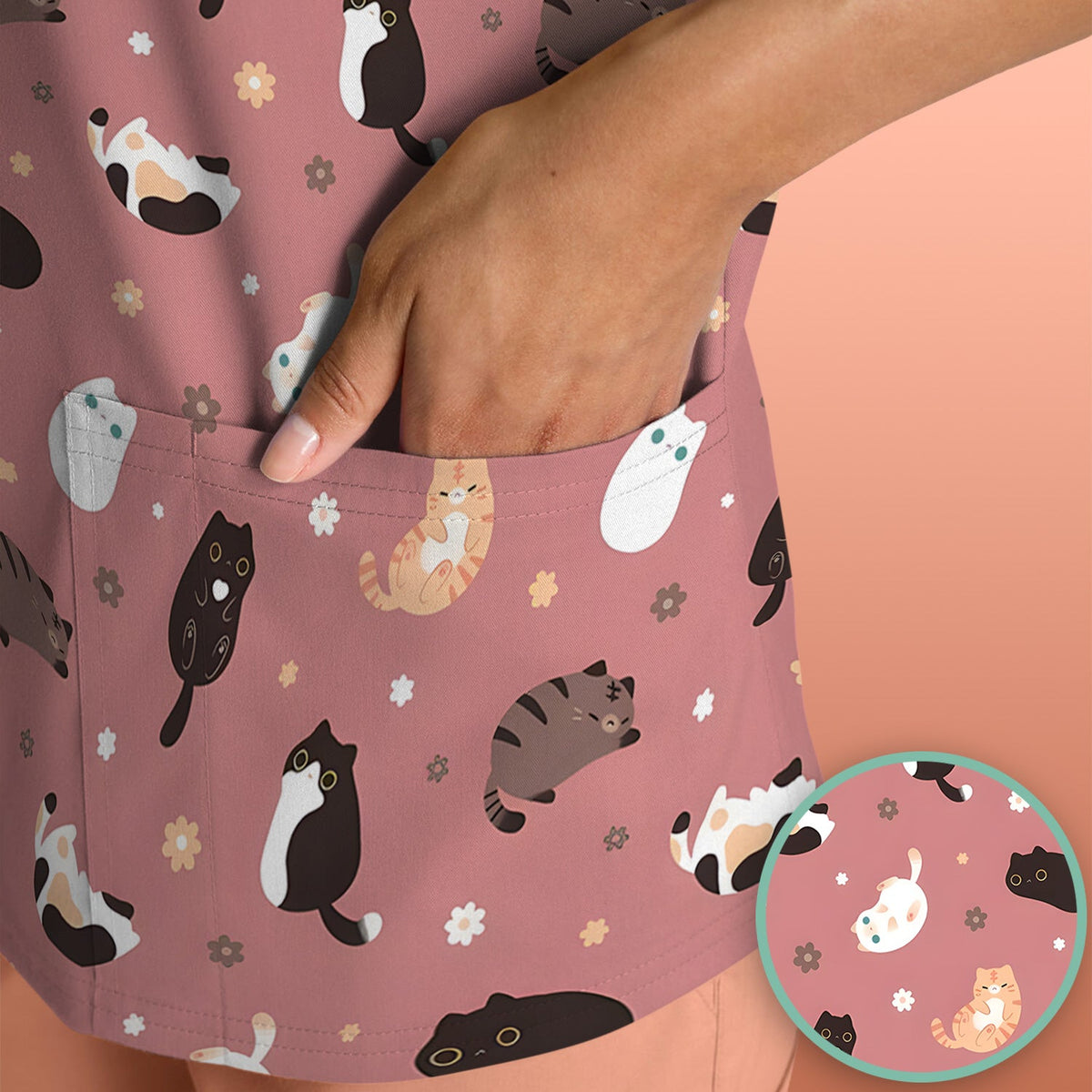 Adorable Kitty Nurse Scrub Top