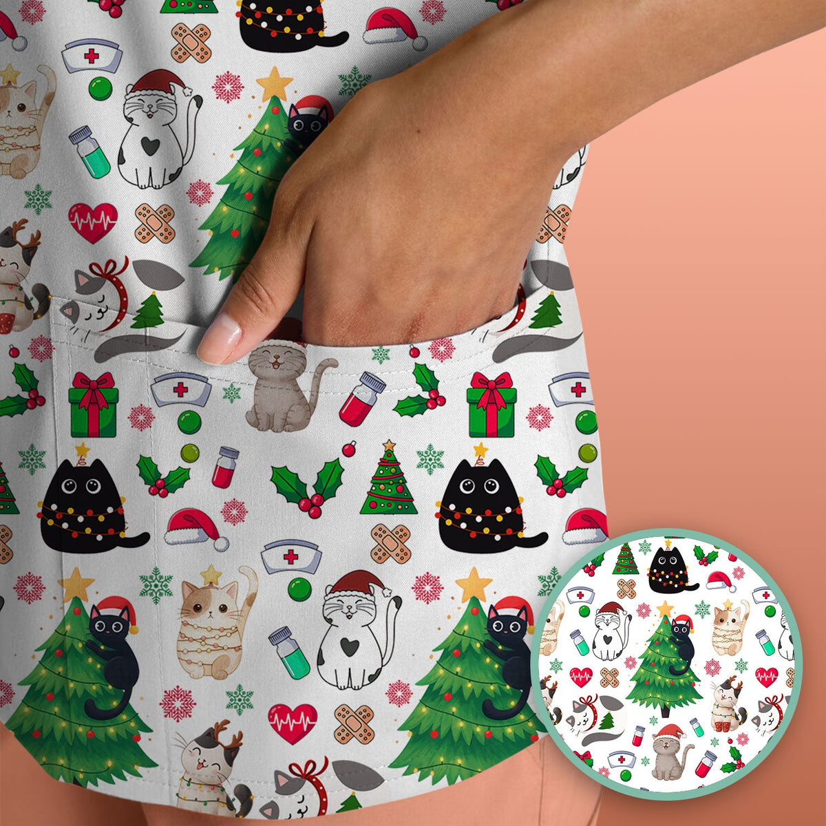 Christmas Pet Nurse Scrub Top