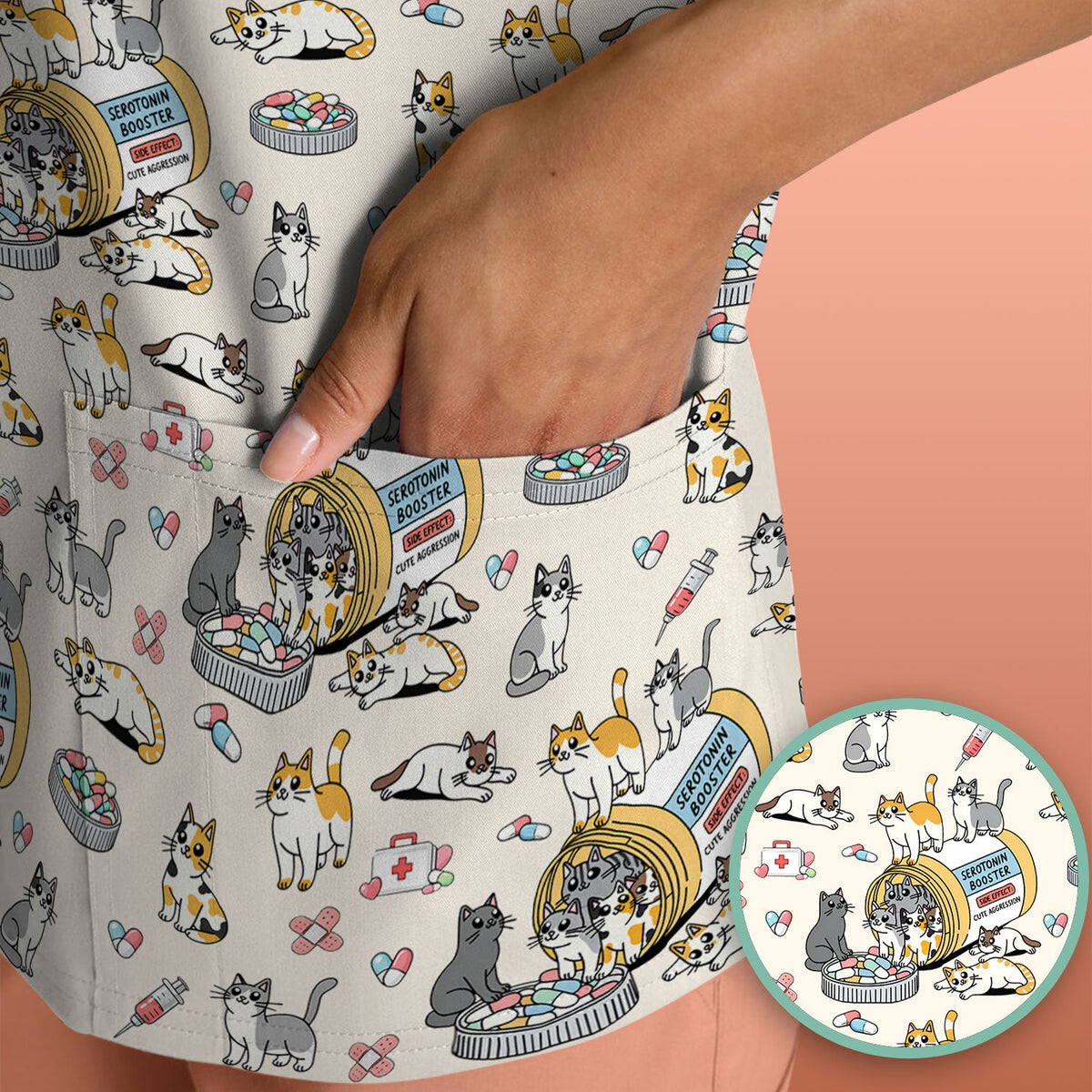 Cat Serotonin Booster Nurse Scrub Top