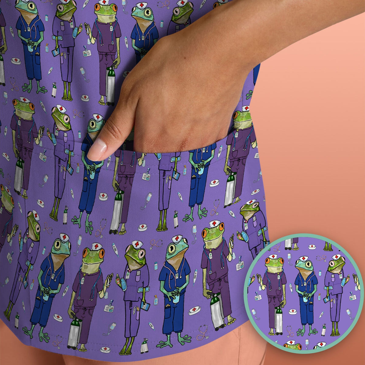 Frog Medical Nurse Scrub Top