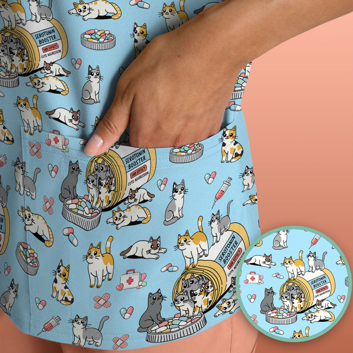 Cat Serotonin Booster Nurse Scrub Top