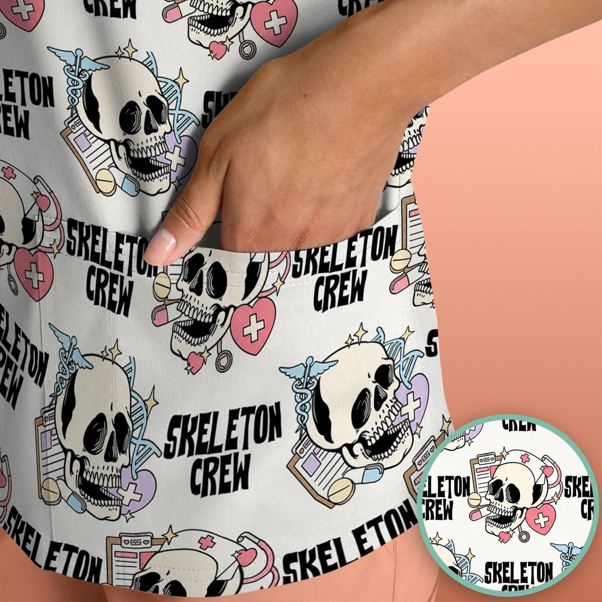 Skeleton Crew Nurse Scrub Top - Halloween Gift