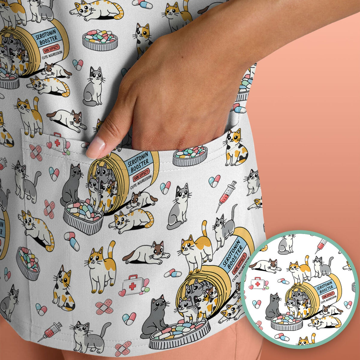 Cat Serotonin Booster Nurse Scrub Top