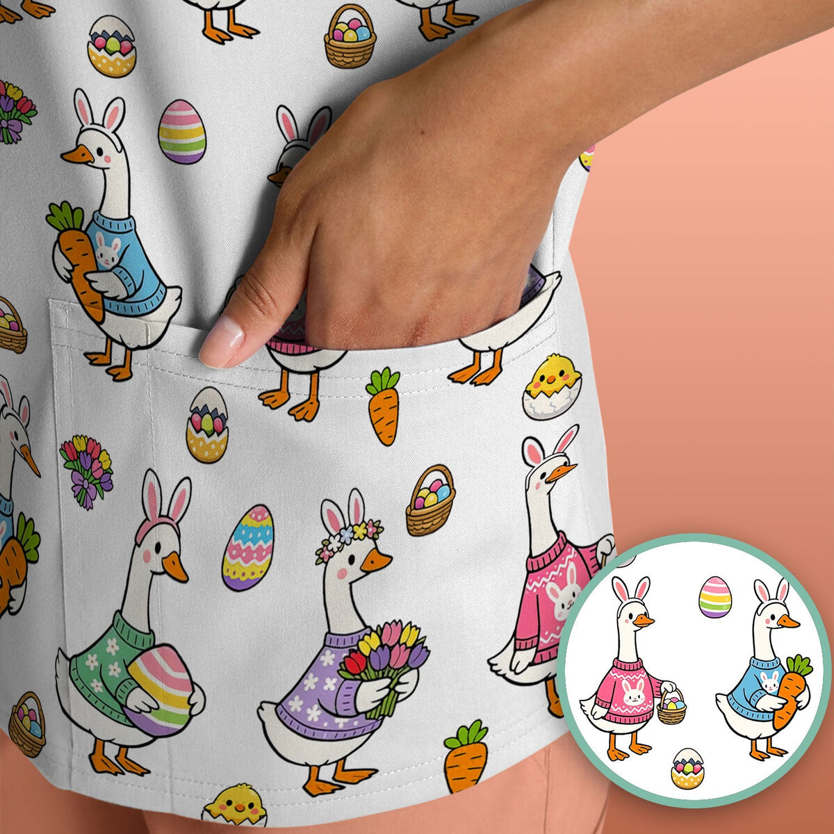 Easter Goose Nurse Scrub Top