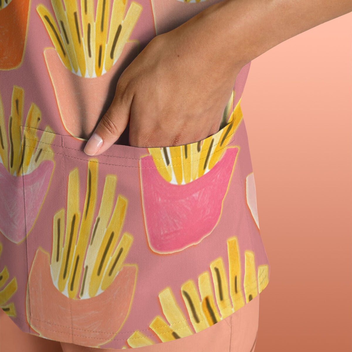 French Fries Nurse Scrub Top