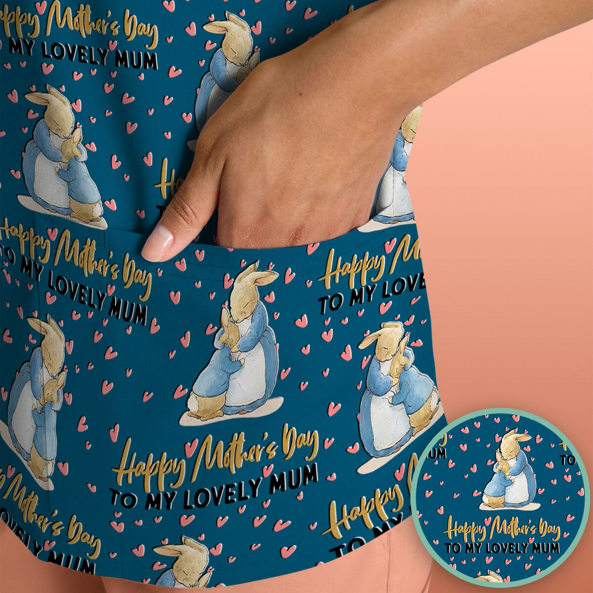 Mothers Day Bunny Love Nurse Scrub Top