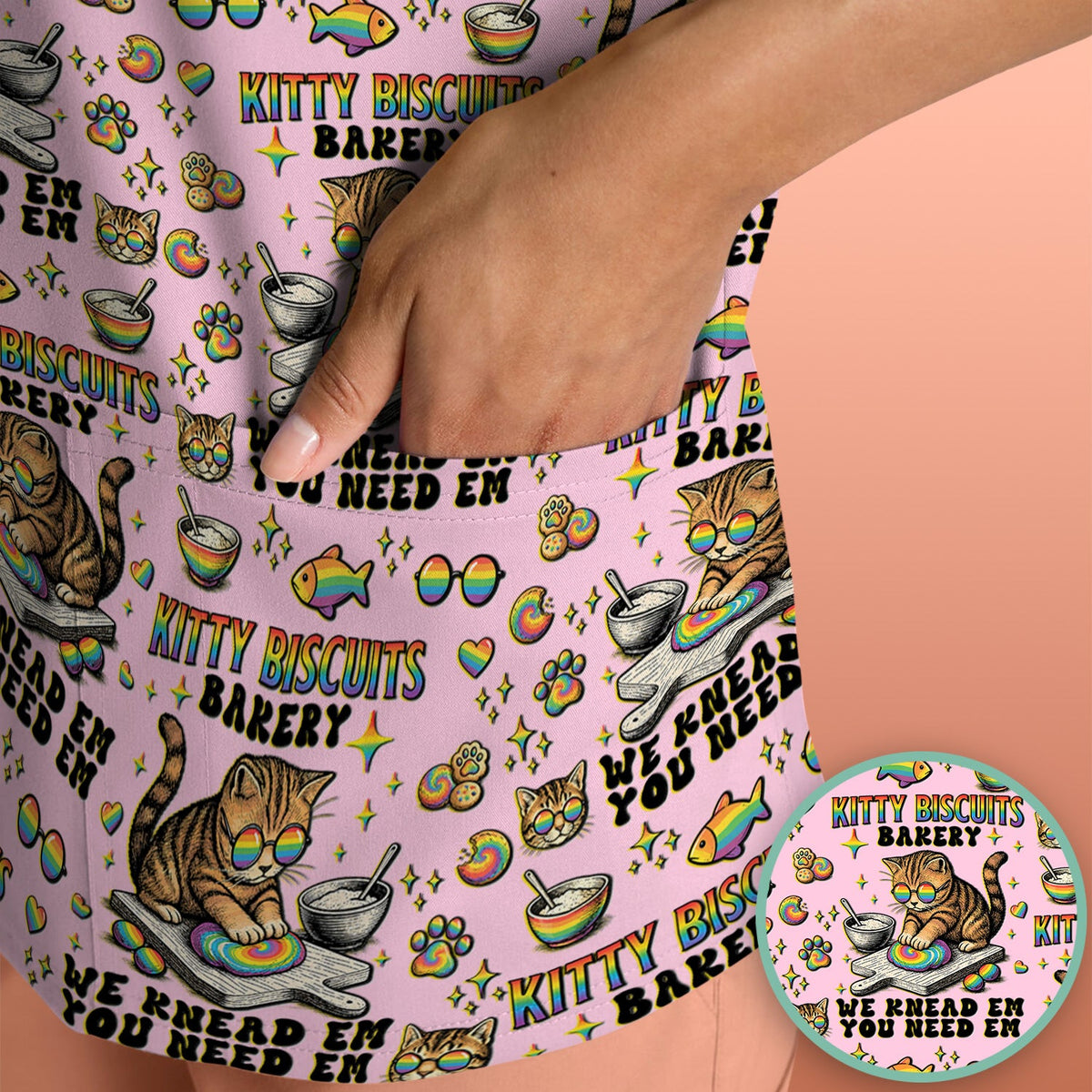 Pride Nurse Cat Baking Scrub Top