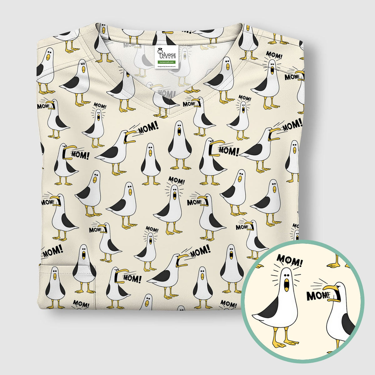 Seagull Mom Nurse Scrub Top