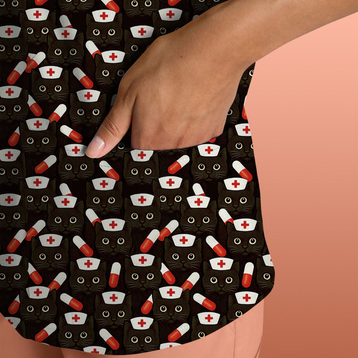 Nurse Cat With Pills Scrub Top