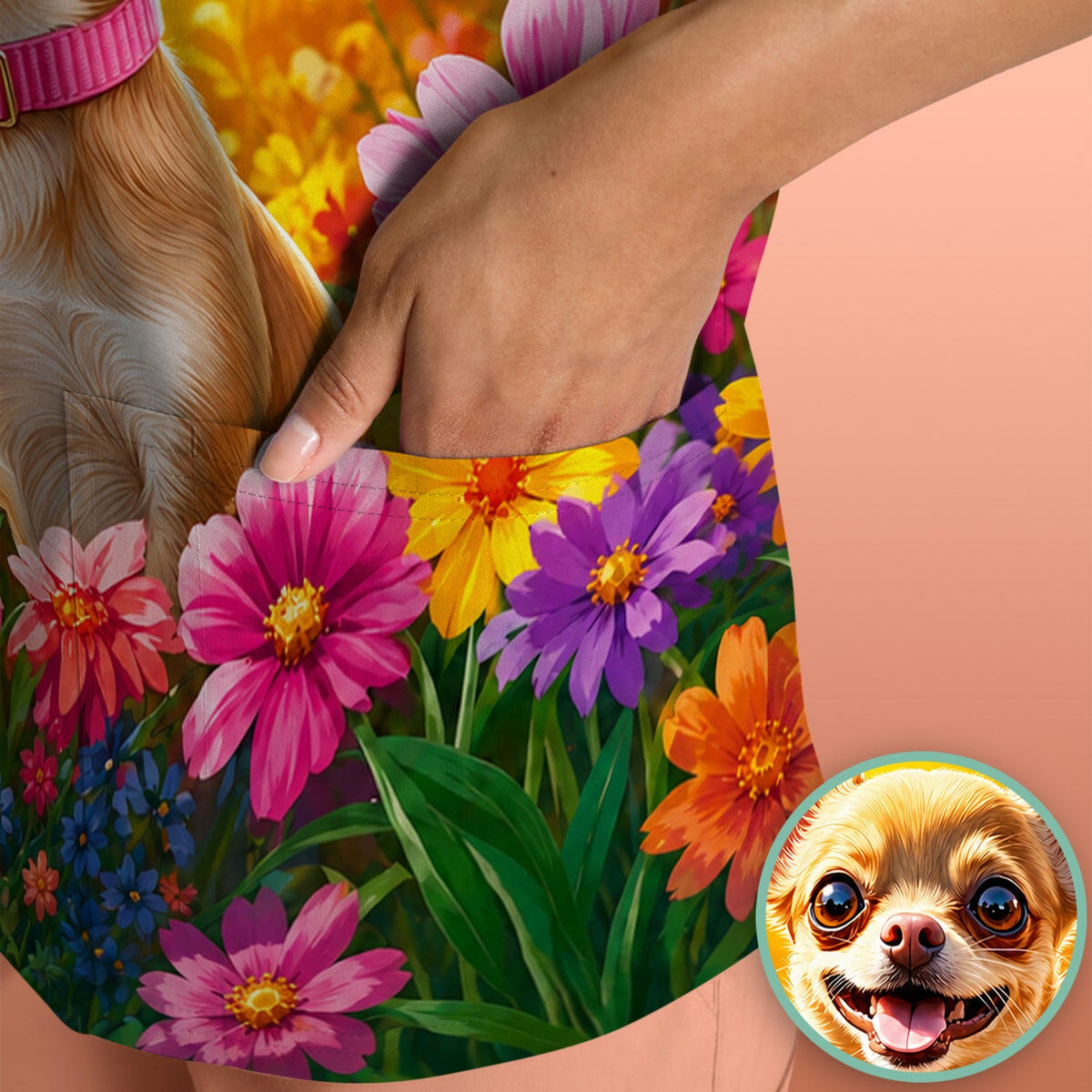 Chihuahua Flower Meadow Nurse Scrub Top