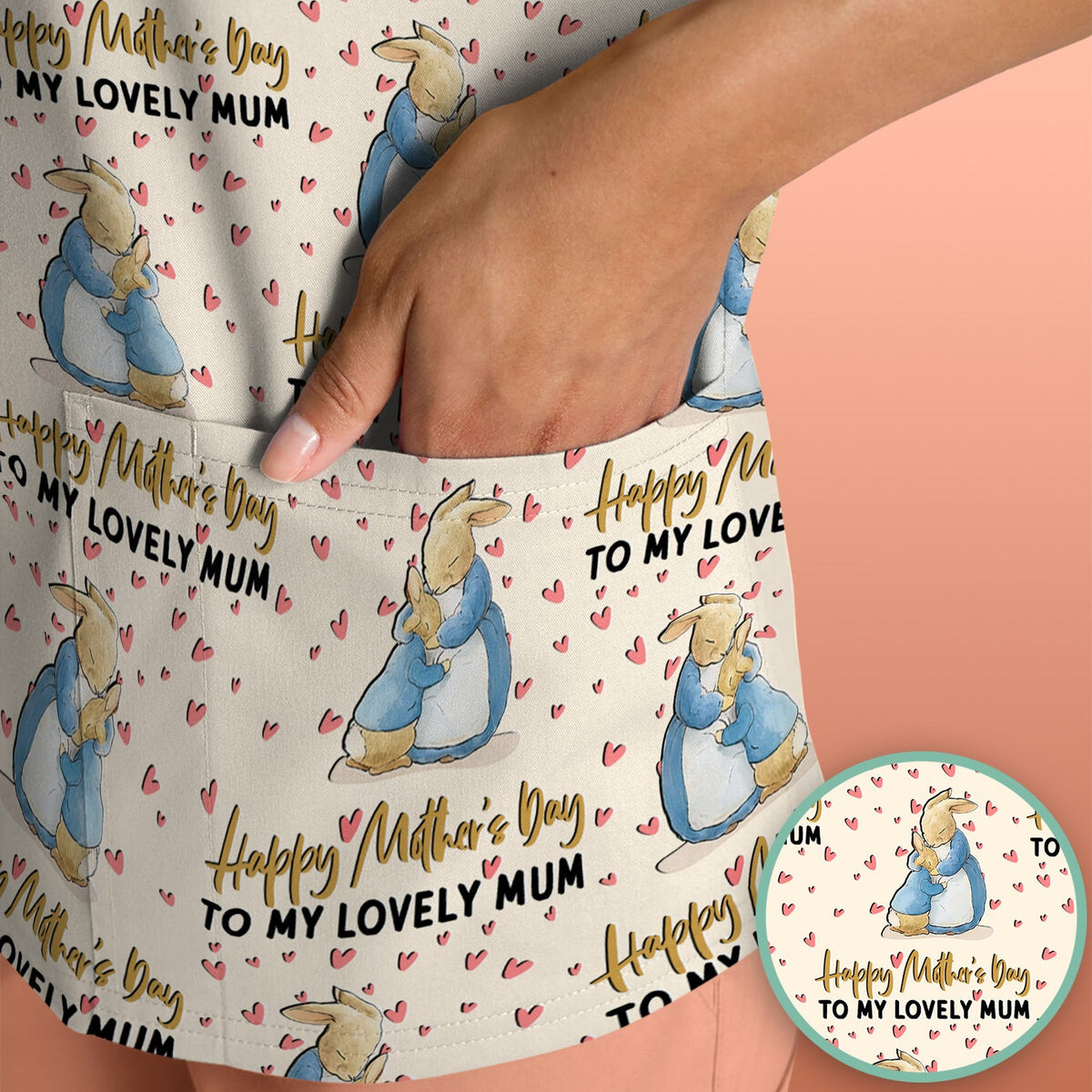 Mothers Day Bunny Love Nurse Scrub Top