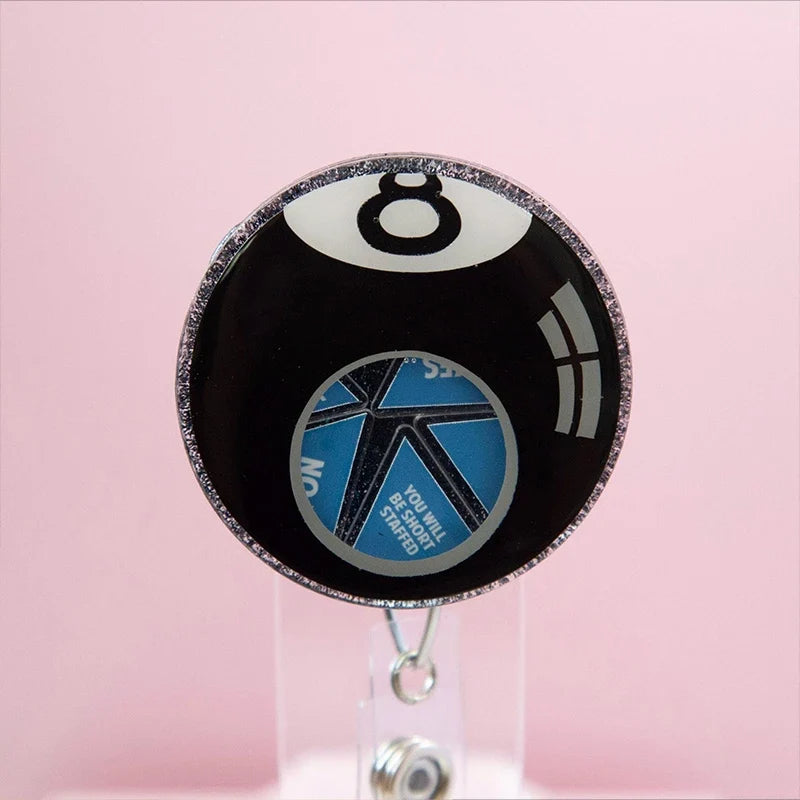 Unmagic Eight Ball Shaker Badge Reel - Gift For Nurse